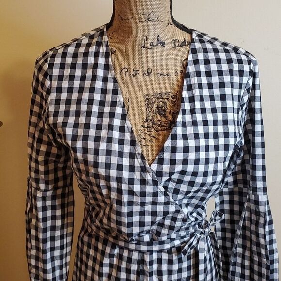 NWT Jack by BB Dakota black & white checked wrap dress size Small - Picture 2 of 10